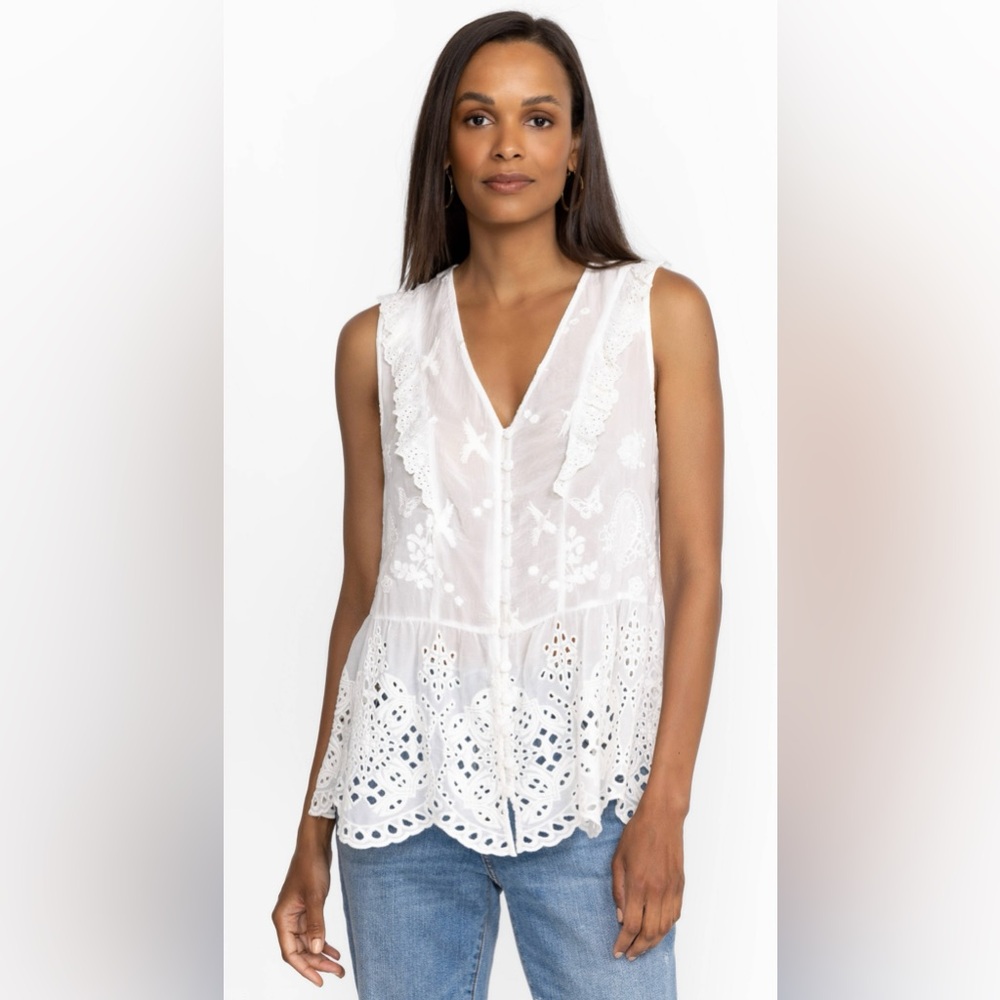 Johnny Was Kit Anitta Tank Ruffle Blouse